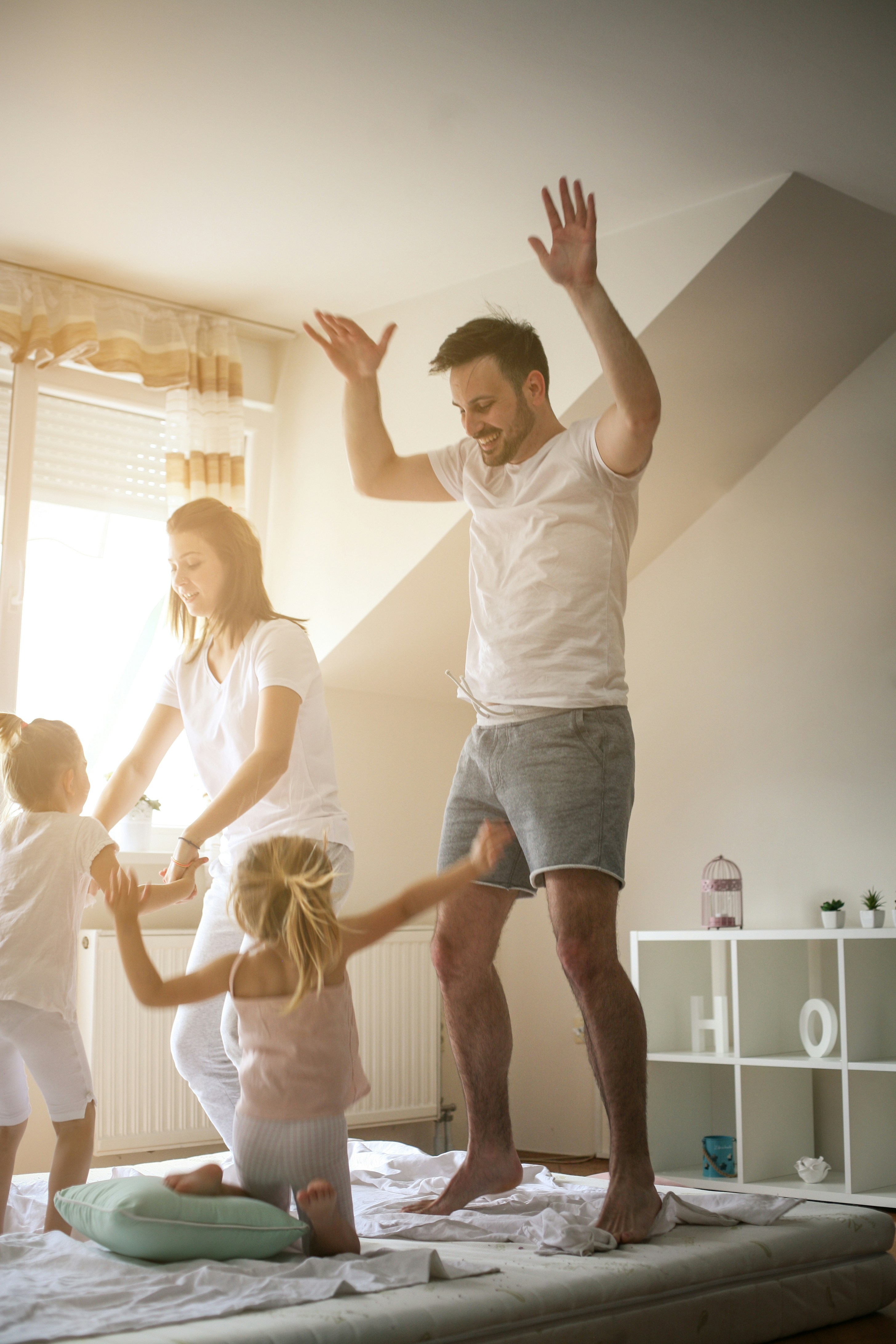A happy family at home together